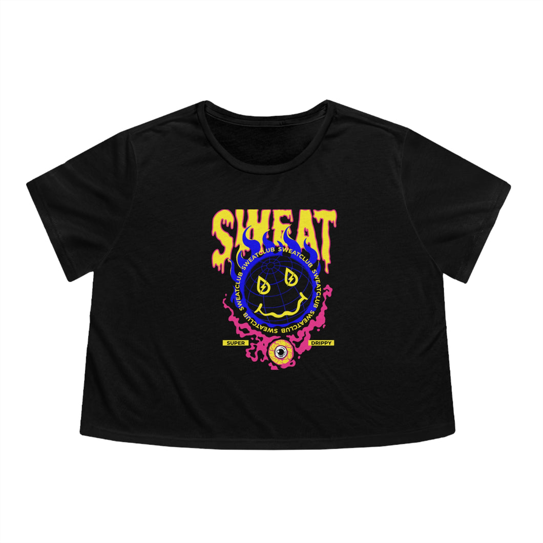 Sweat Globe Women's Flowy Cropped Tee by Sweatclub
