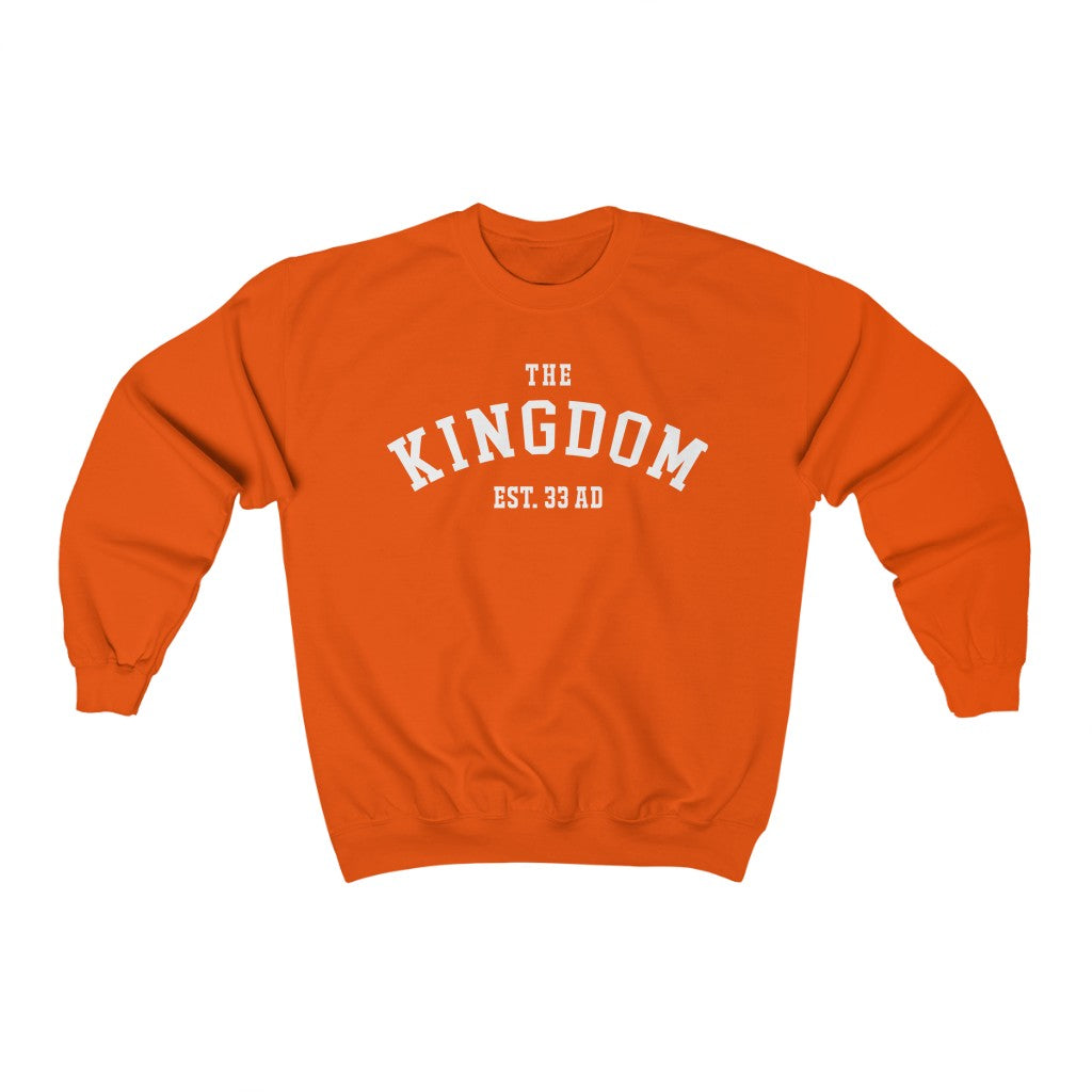 The Kingdom Established 33 AD Unisex Heavy Blend White Letters™ Crewneck Sweatshirt
